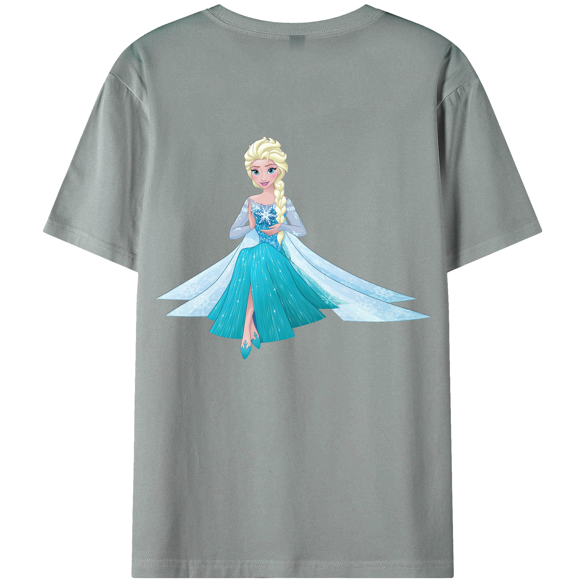 （画像用） アナと雪の女王 アンナ エルサ Frozen Anna Elsa 綿100％ メンズ半袖Tシャツ（バックプリント） 通気性